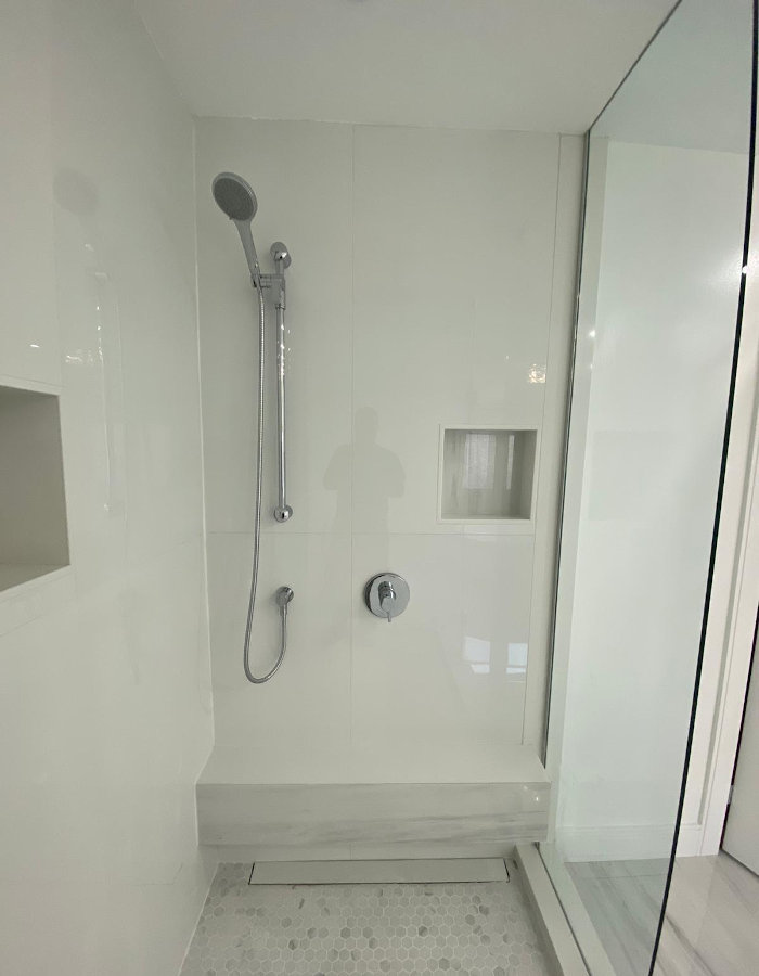 white bathroom shower