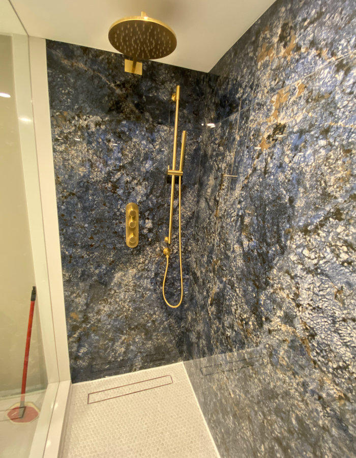 marble wall shower with luxurious finish